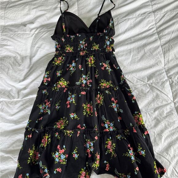 No Boundaries Black Floral Tiered Sundress – Women’s XXS Adjustable Straps - Picture 3 of 11